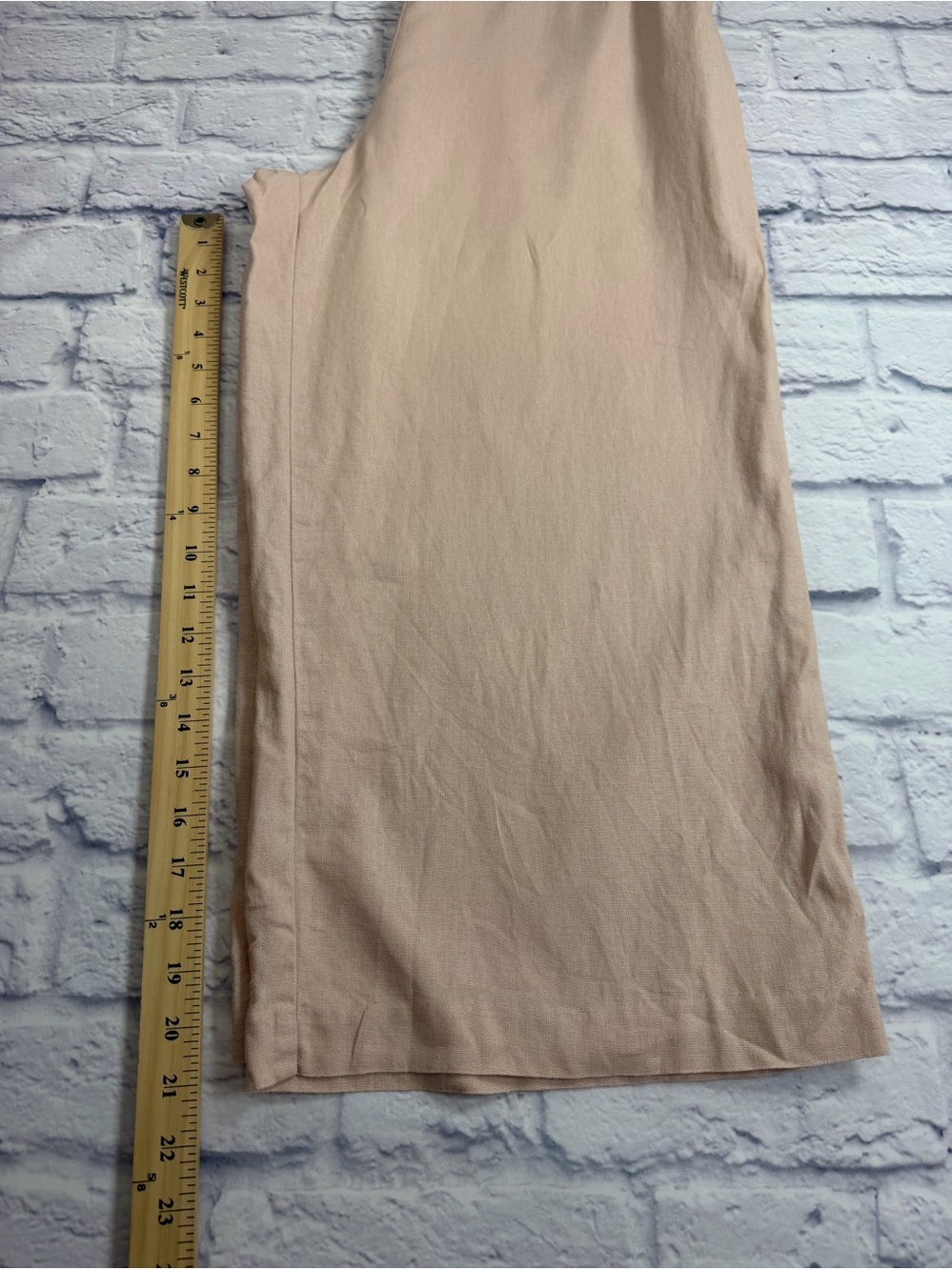 Sigrid Olsen Wide Leg Salmon Linen Pants with Elastic Waist. Size Large. - Picture 7 of 10